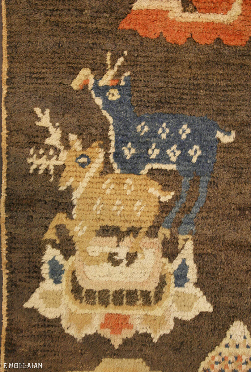 Старинный изобразительный китайский ковер из Нинся с символическими мотивами n°:23024947